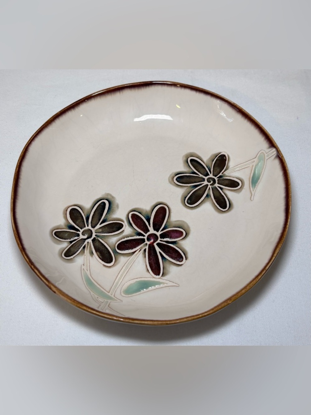 Vintage Pier 1 Petals Stoneware Salad Plate Hand Painted 8 Inches